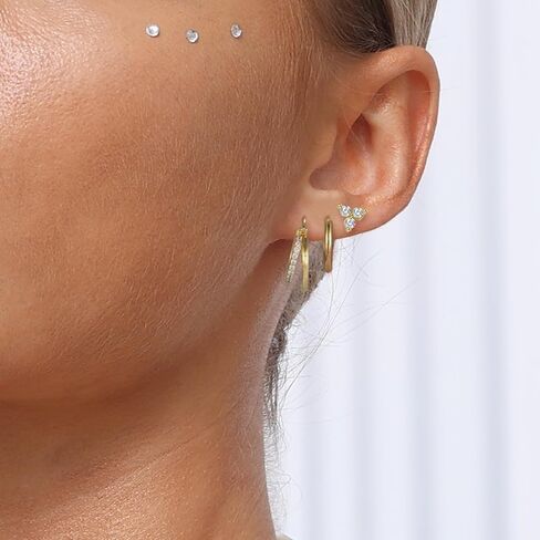 Earrings Gold Hoop Earrings 14K Gold Earrings for Women Pierced Earrings Cartilage Earrings Hypoallergenic Women's Earrings Multi-Pierced Earrings Gifts for Women (Gold) in Kuwait