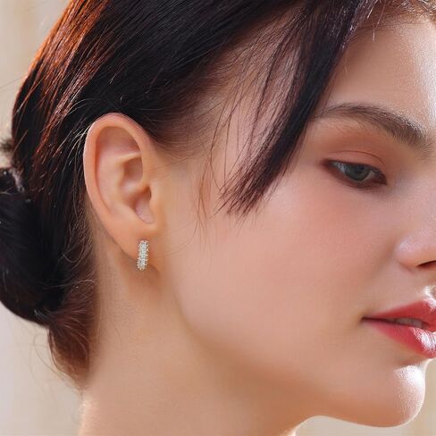 Earrings Gold Hoop Earrings 14K Gold Earrings for Women Pierced Earrings Cartilage Earrings Hypoallergenic Women's Earrings Multi-Pierced Earrings Gifts for Women (Gold) in Kuwait