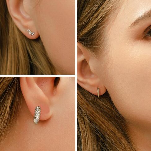 Earrings Gold Hoop Earrings 14K Gold Earrings for Women Pierced Earrings Cartilage Earrings Hypoallergenic Women's Earrings Multi-Pierced Earrings Gifts for Women (Gold) in Kuwait