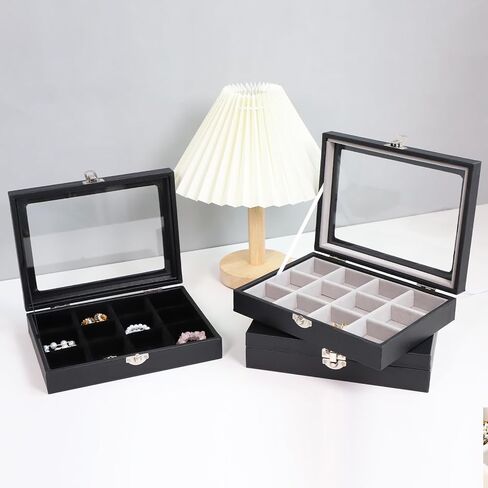 Stratalife Ring Holder Small Jewelry Box Ring Display Case Cute Ring Box Ring Organizer With Clear Lid Jewelry Box for Women Girls Christmas Gift Beige in Saudi Arabia