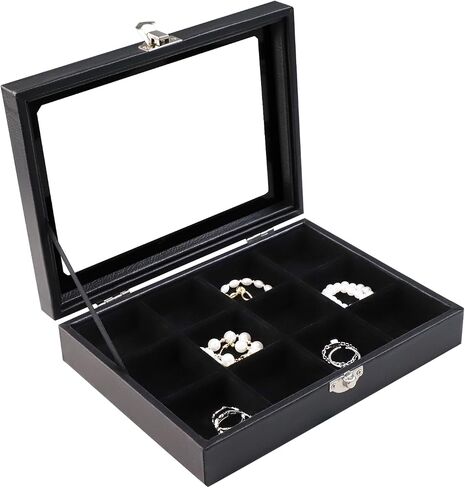 Stratalife Ring Holder Small Jewelry Box Ring Display Case Cute Ring Box Ring Organizer With Clear Lid Jewelry Box for Women Girls Christmas Gift Beige in Saudi Arabia