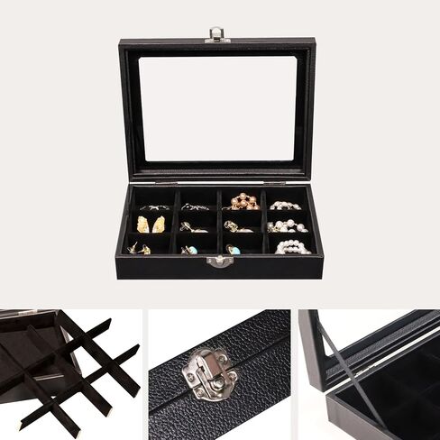 Stratalife Ring Holder Small Jewelry Box Ring Display Case Cute Ring Box Ring Organizer With Clear Lid Jewelry Box for Women Girls Christmas Gift Beige in Saudi Arabia