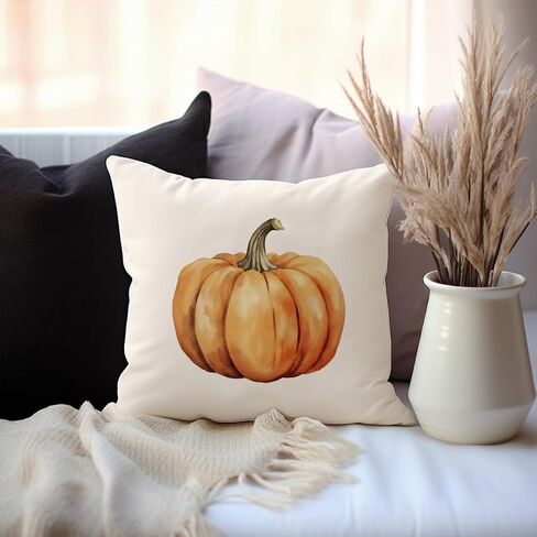 Fall Pillow Cover, Pumpkin Throw Pillow, Farmhouse Decor, Thanksgiving Decor, Autumn Harvest, Autumn Decor, Farmhouse Pillow, Fall Gift (18x18 inches Without Insert) in Saudi Arabia