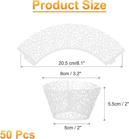 uxcell 50 Pcs Cupcake Wrappers, Hollow Out Cupcake Liner Baking Muffins Liners Paper Cups for Wedding Birthday Party Decoration Baking Cake Desserts Champagne (Vine, Pearlescent Paper) in Kuwait