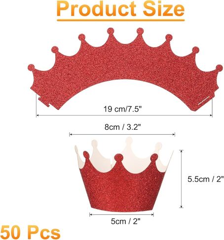50 قطعة من أغلفة الكب كيك من uxcell، بطانة كب كيك مجوفة وبطانات خبز الكعك وأكواب ورقية لتزيين حفلات الزفاف وأعياد الميلاد وحلويات الكعك الفضية (تاج، ورق) in Kuwait