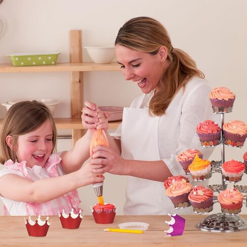 50 قطعة من أغلفة الكب كيك من uxcell، بطانة كب كيك مجوفة وبطانات خبز الكعك وأكواب ورقية لتزيين حفلات الزفاف وأعياد الميلاد وحلويات الكعك الفضية (تاج، ورق) in Kuwait