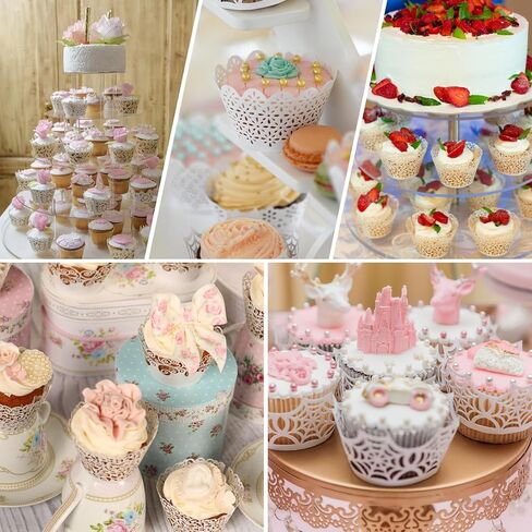 50 قطعة من أغلفة الكب كيك من uxcell، بطانة كب كيك مجوفة وبطانات خبز الكعك وأكواب ورقية لتزيين حفلات الزفاف وأعياد الميلاد وحلويات الكعك الفضية (تاج، ورق) in Kuwait