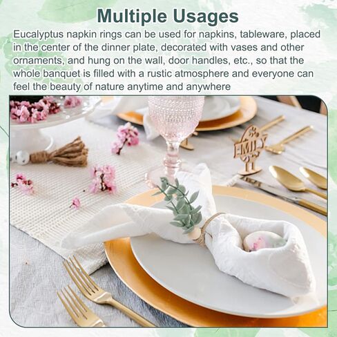 Napkin Rings Set of 6 Rustic Eucalyptus Wooden Napkin Rings Boho Leaf Wood Bead Farmhouse Spring Fall Napkin Ring Holder for Family Dining Banquet Wedding Christmas Easter Holiday Table Decor in Saudi Arabia