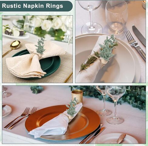 Napkin Rings Set of 6 Rustic Eucalyptus Wooden Napkin Rings Boho Leaf Wood Bead Farmhouse Spring Fall Napkin Ring Holder for Family Dining Banquet Wedding Christmas Easter Holiday Table Decor in Saudi Arabia