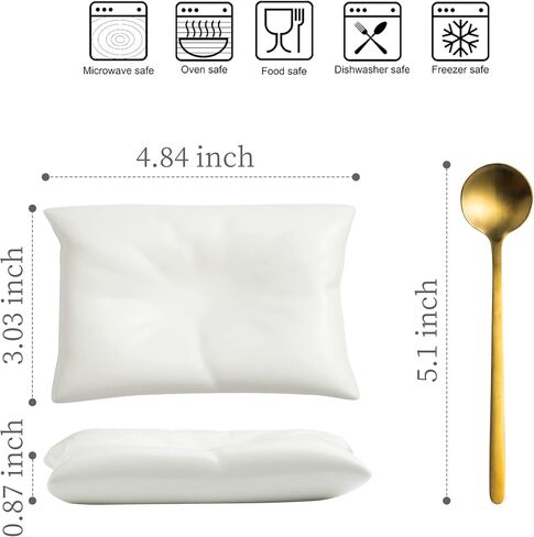 Coffee Spoon Rest, Coffee Spoon Holder and Spoon, Ceramic Mini Spoon Rest for Coffee Station, Creative Pillow Shape Small Spoon Holder Rests for Coffee Bar Decor, White Spoon Rest+Gold Spoon in Saudi Arabia