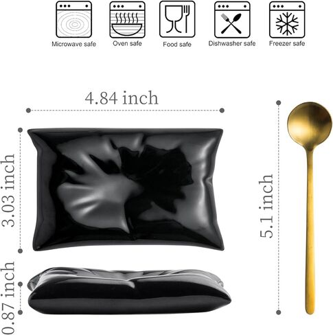 Coffee Spoon Rest, Coffee Spoon Holder and Spoon, Ceramic Mini Spoon Rest for Coffee Station, Creative Pillow Shape Small Spoon Holder Rests for Coffee Bar Decor, White Spoon Rest+Gold Spoon in Saudi Arabia