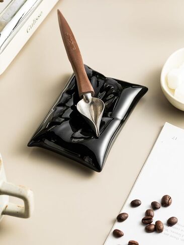 Coffee Spoon Rest, Coffee Spoon Holder and Spoon, Ceramic Mini Spoon Rest for Coffee Station, Creative Pillow Shape Small Spoon Holder Rests for Coffee Bar Decor, White Spoon Rest+Gold Spoon in Saudi Arabia