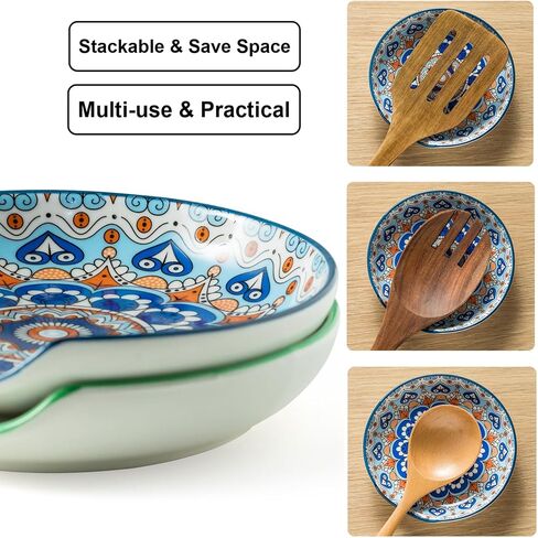 Spoon Rest for Stove Top Boho Style Spatula Rest Spoon Holder, 5.3in Ceramic Spoon Rest for Coffee Bar, Cooking Housewarming Gift Modern Farmhouse Kitchen Décor in Kuwait