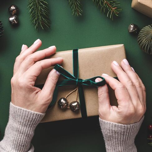 Velvet Christmas Ribbon，Double Face 3/8" x 20Yd for Christmas Wreath Decoration Handmade Craft Ornaments Gift Wrapping, Bow Making, Christmas Tree in Kuwait