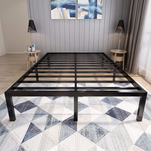 45MinST 18 Inch Platform Bed Frame/Easy Assembly Mattress Foundation / 3000lbs Heavy Duty Steel Slat/Noise Free/No Box Spring Needed,Queen in Saudi Arabia