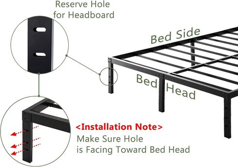 45MinST 18 Inch Platform Bed Frame/Easy Assembly Mattress Foundation / 3000lbs Heavy Duty Steel Slat/Noise Free/No Box Spring Needed,Queen in Saudi Arabia