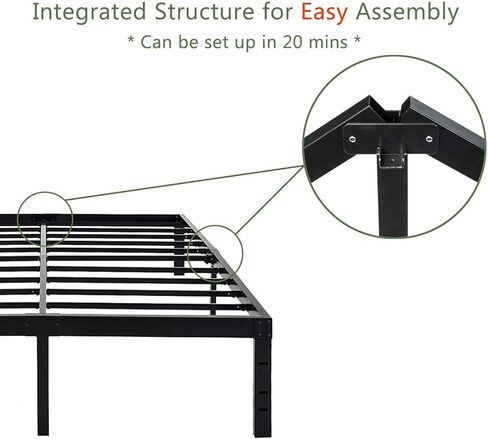 45MinST 18 Inch Platform Bed Frame/Easy Assembly Mattress Foundation / 3000lbs Heavy Duty Steel Slat/Noise Free/No Box Spring Needed,Queen in Saudi Arabia