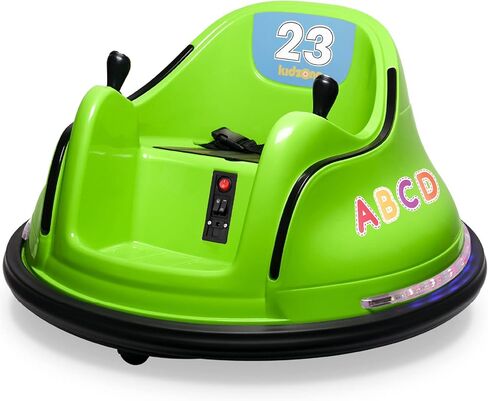 Kidzone 12V 2-Speeds Electric Ride On Bumper Car for Kids & Toddlers 1.5-6 Years Old, DIY Sticker Baby Bumping Toy Gifts W/Remote Control, LED Lights, Bluetooth & 360 Degree Spin, ASTM Certified in Saudi Arabia