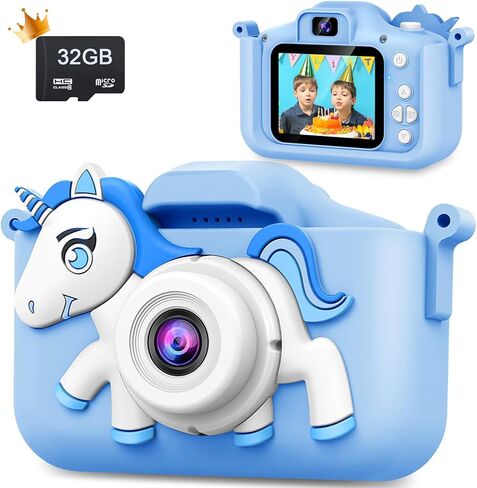 Upgrade Kids Camera, Gift for Girls Boys Age 3-12, 1080P HD Selfie Video Camera for Toddlers, Adorable Portable Children's Gifts, Ideal Toys for 3 4 5 6 7 8 9 Year Olds in Kuwait