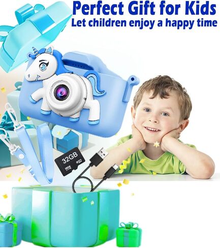 Upgrade Kids Camera, Gift for Girls Boys Age 3-12, 1080P HD Selfie Video Camera for Toddlers, Adorable Portable Children's Gifts, Ideal Toys for 3 4 5 6 7 8 9 Year Olds in Kuwait