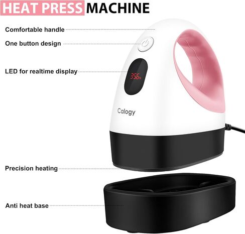 Calogy Mini Heat Press, Heat Transfer Machine, Constant Temp Control, Insulated Safety Base, Fits for Crafts, T-Shirt, Hat, Cap, Pillows(White Pink) in Saudi Arabia