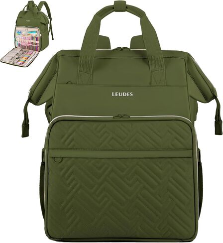Leudes Knitting Bag Backpack, Yarn Storage Organizer Large Crochet Bag Tote Christmas Gift Yarn Holder Case for Carrying Projects, Knitting Needles (Upgraded Army Green) in Saudi Arabia