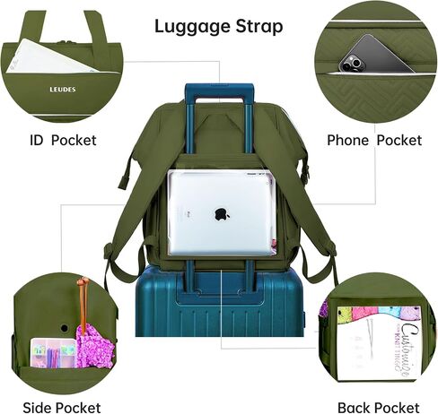 Leudes Knitting Bag Backpack, Yarn Storage Organizer Large Crochet Bag Tote Christmas Gift Yarn Holder Case for Carrying Projects, Knitting Needles (Upgraded Army Green) in Saudi Arabia