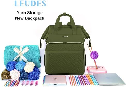 Leudes Knitting Bag Backpack, Yarn Storage Organizer Large Crochet Bag Tote Christmas Gift Yarn Holder Case for Carrying Projects, Knitting Needles (Upgraded Army Green) in Saudi Arabia