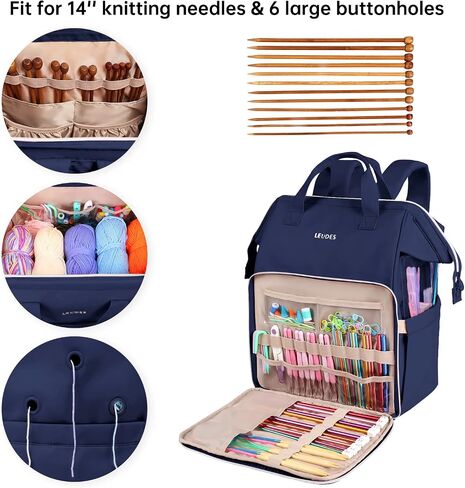 Leudes Knitting Bag Backpack, Yarn Storage Organizer Large Crochet Bag Tote Christmas Gift Yarn Holder Case for Carrying Projects, Knitting Needles (Upgraded Army Green) in Saudi Arabia