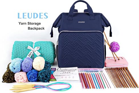 Leudes Knitting Bag Backpack, Yarn Storage Organizer Large Crochet Bag Tote Christmas Gift Yarn Holder Case for Carrying Projects, Knitting Needles (Upgraded Army Green) in Saudi Arabia