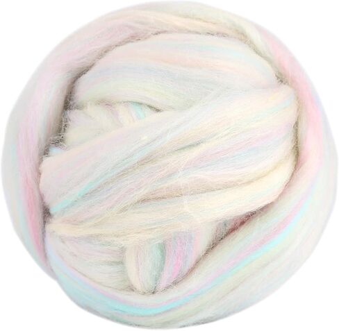 3.53oz Wool Roving Yarn, Fiber Roving Wool Top, Wool Felting Supplies, Pure Wool, Chunky Yarn, Spinning Wool Roving for Needle Felting Wet Felting DIY Hand Spinning (White) in Saudi Arabia