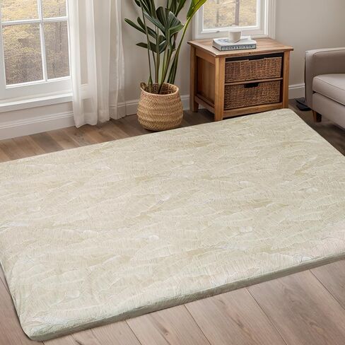 ZonLi Futon Mattress Cover Queen Size for Traditional Japanese Floor Futon Mattress with Zipper,Tatami Floor Sleeping Mat Cover,Super Soft and Machine Washable (64‘’x84‘’, Hand-Drawn Leaf Patterns) in Saudi Arabia