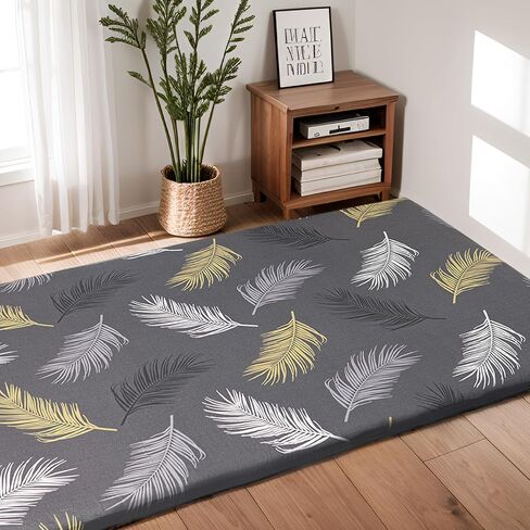ZonLi Futon Mattress Cover Queen Size for Traditional Japanese Floor Futon Mattress with Zipper,Tatami Floor Sleeping Mat Cover,Super Soft and Machine Washable (64‘’x84‘’, Hand-Drawn Leaf Patterns) in Saudi Arabia