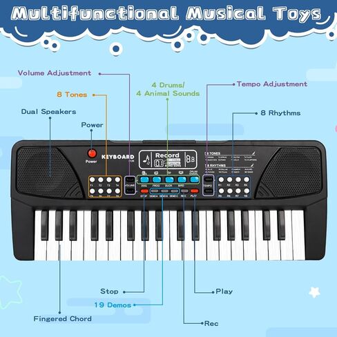 37 Key Upgrade Piano Keyboard for Kids Musical Toys Ages 3-5 Beginners Keyboard Piano with Microphone for 3 4 5 6 Year Old Boys Girls Gifts in Saudi Arabia