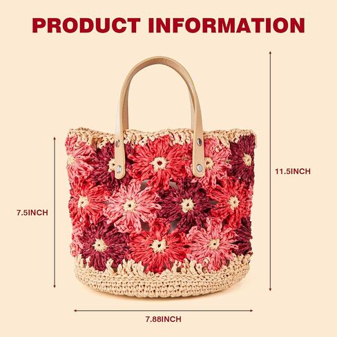 Noocro Crochet Kit for Intermediate or Advanced Level, Floral Raffia Bucket Bag, Step by Step Video Tutorial, Detailed Instruction Complete Kit Craft Supplies Holiday Gift (Mocha Blossom) in Saudi Arabia