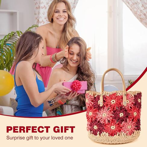 Noocro Crochet Kit for Intermediate or Advanced Level, Floral Raffia Bucket Bag, Step by Step Video Tutorial, Detailed Instruction Complete Kit Craft Supplies Holiday Gift (Mocha Blossom) in Saudi Arabia