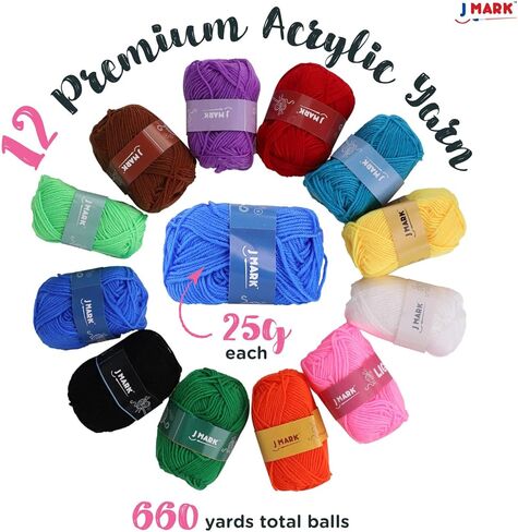 J MARK Crochet Kit for Beginners – Complete Crocheting Set with Acrylic Yarn and Accessories in Kuwait