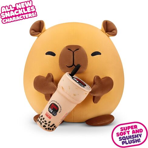 Snackles Series 2 Capybara & Boba 8 Inch Plush by ZURU, Ultra Soft Plush, Collectible Plush with Real Licensed Brands, Stuffed Animal, Giftable in Saudi Arabia
