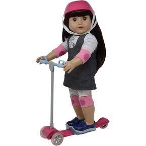 The New York Doll Collection 18" Doll Scooter & Helmet Set - 18in Dolls Accessories Doll Bike Accessories Play Set and Doll Helmet (Scooter+Helmet)