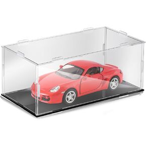 1 Pcs Clear Acrylic Display Case for 1: 24 Model Car Requires Installation Acrylic Display Box with Black Base Model Storage Case Stands for Toy Car Collectibles