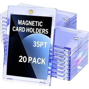 20-Pack Magnetic Card Holder, 35pt Card Cases for Trading Cards, Baseball Card Holder, Card Protectors Hard Plastic, Football Card Case, One Card Touch Card Slab