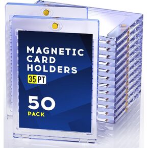 50ct Magnetic Card Holder for Trading Cards, 35pt One Touch Card Holder, Card Protectors Hard Plastic, Magnetic Card Case for Sports Card, Baseball Card Holders, Display Case for Standard Cards in Saudi Arabia