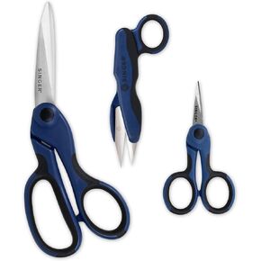 SINGER ProSeries Sewing Scissors Bundle, 8.5" Heavy Duty Fabric Scissors, 4.5" Detail Embroidery Scissors, 5" Thread Snips with Comfort Grip (Teal)