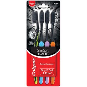 Colgate Slim Soft Charcoal Toothbrush (Buy 2 Get 2 Free) - 4 Pcs
