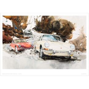 MINSEOK Watercolor Car Posters Room Decor Premium A3 Art Old Car Print Pictures Perfect Car Wall Art Gift Brown Scenery Ivory Vintage Old Cars