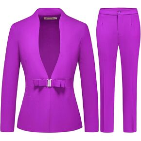 MODFUL Women's Business Pant Suit Set 2 Piece Slim Fit Blazer Jacket One Button Buckle Closure Lady Work Suit for Office