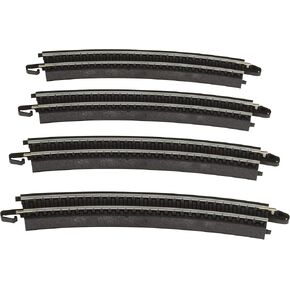 Bachmann Trains - Snap-Fit E-Z Track 18" Radius Curved Track (4/card) - Steel Alloy Rail With Black Roadbed - HO Scale