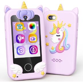 Kids Toy Smartphone, Gifts and Toys for Girls Boys Ages 3-8 Years Old, Fake Play Dinosaur Toy Phone Music Dual Camera Games, Birthday