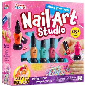 Klever Kits Nail Polish Art Kit for Kids, Kid-safe, Non-toxic Materials-Children Nail Studio With Glitter, Stickers Sequins, Stroke Sticker, Polish-Girls Creative Idea Birthday Gifts Age 7 8 9 and up