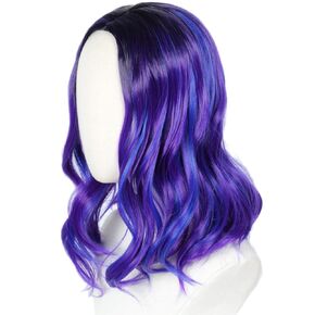 Linfairy Kids Child Purple Dye Wig Halloween Costume Cosplay Wave Wig
